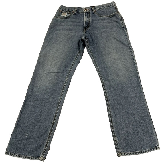 Cinch Jeans Men 36x34 Blue Denim Relaxed Fit Bootcut Distressed Western Cowboy - Picture 1 of 15